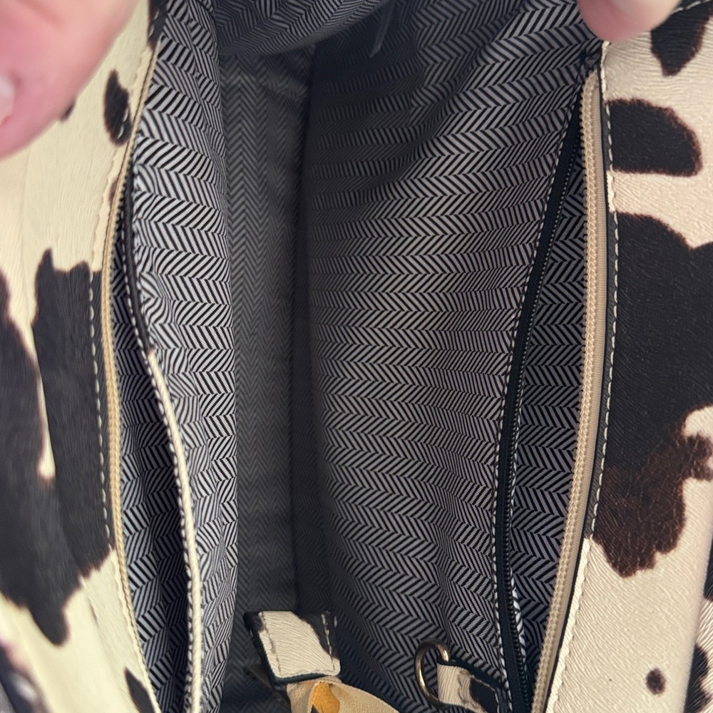 Cow Print Shoulder Bag with Guitar Strap Gently Used - Picture 2 of 3